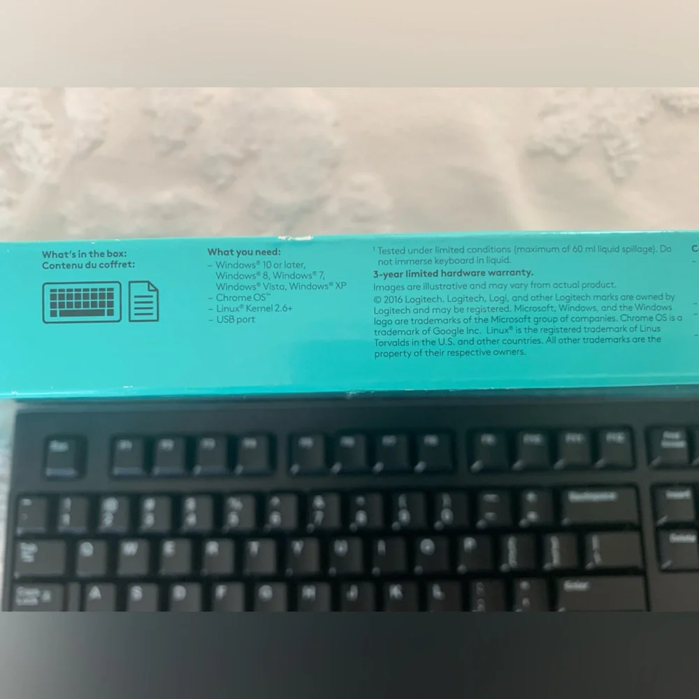 Logitech Corded Keyboard K 120 in Original Box